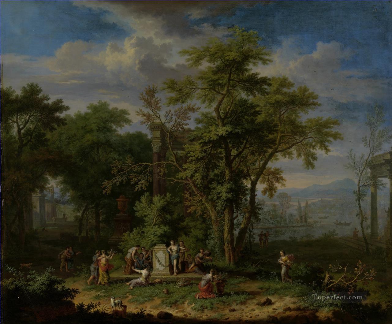 Arcadian Landscape with a Ceremonial Sacrifice Jan van Huysum Oil Paintings
